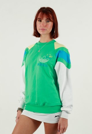 VINTAGE 80S ADIDAS LOGO COLOUR BLOCK SWEATSHIRT