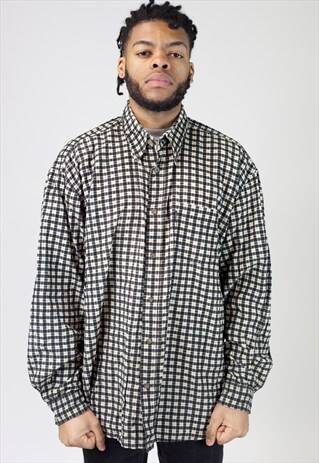 VINTAGE 90S BLACK AND BEIGE CORD SHIRT