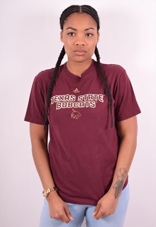 ADIDAS WOMENS VINTAGE T-SHIRT TOP LARGE MAROON 90S