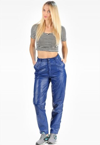 BIKER PANTS LEATHER TAPERED TROUSERS