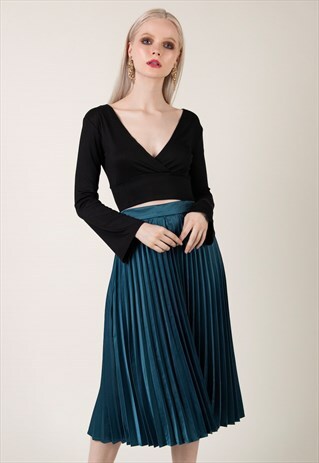"SCARLET"- WOMAN GREEN PLEATED SKIRT - ELEGANT SKIRTS