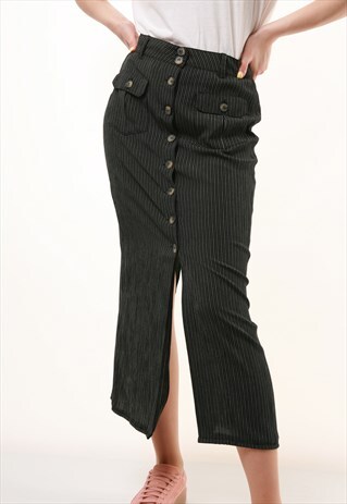 90S VINTAGE STRIPED MAXI PENCIL HIGH WASITED SKIRT 621