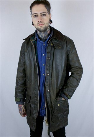 VINTAGE BARBOUR NORTHUMBRIA BLANKET LINED WAXED JACKET