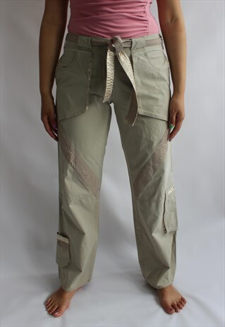 Y2K CREAM CARGO CONTEMPORARY TROUSERS