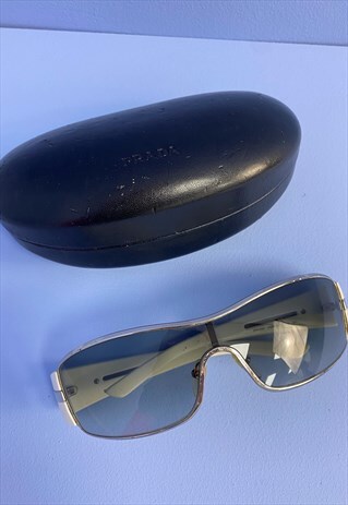 Vintage 90s Prada Sunglasses White Wrap Around Festival