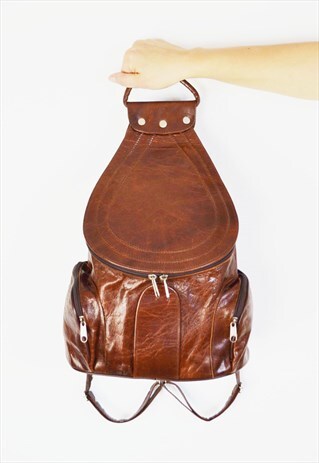 BROWN LEATHER RUCKSACK / BACKPACK BAG