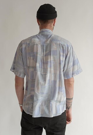 VINTAGE 70S PASTEL BLUE SHIRT WITH LIGHT PATTERN