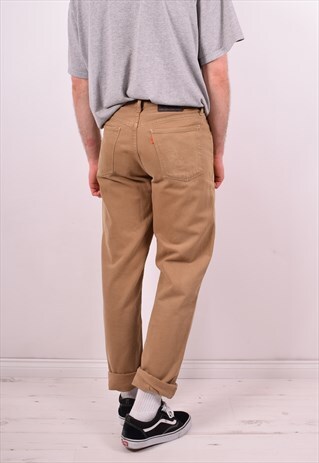 LEVI'S 412 MENS VINTAGE TROUSERS W32 L34 BEIGE 90S