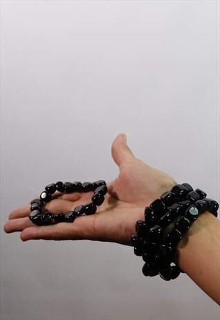 NATURAL BLACK OBSIDIAN BRACELET