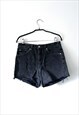 EDWIN JEANS WASHED BLACK DENIM CUT OFF SHORTS S