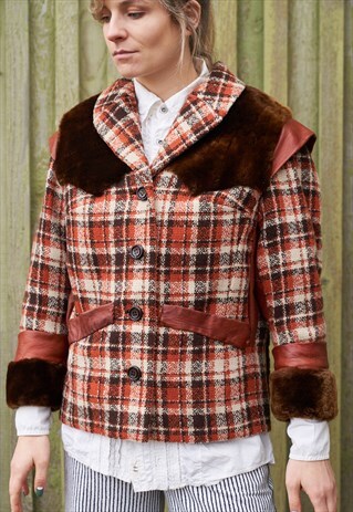 80'S VINTAGE CHECKED CUSTOM MADE JACKET