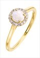 Opal birthstone & diamond halo ring 