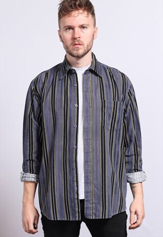 VINTAGE CORDUROY CORD STRIPED SHIRT