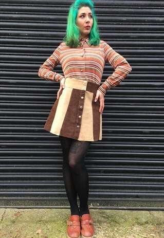 REWORKED VINTAGE SUEDE 1970'S STYLE SKIRT