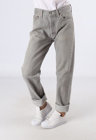 LEVIS 501'S DENIM JEANS BOYFRIEND HIGH WAISTED UK 10 (83E)