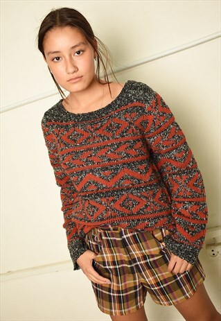 90S FAIR ISLE KNIT PARIS CHIC FLARE SLEEVE JUMPER