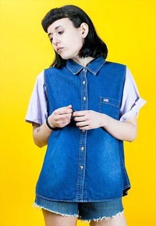 VINTAGE USA SLEEVELESS DENIM SHIRT JACKET