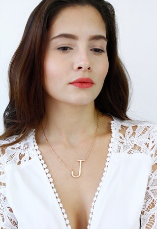ROSE GOLD LETTER 'J' MONOGRAM CHAIN NECKLACE
