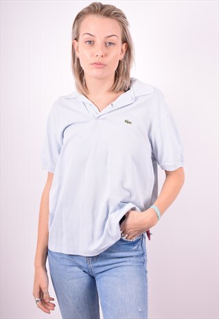 LACOSTE WOMENS VINTAGE POLO SHIRT XL BLUE 90'S