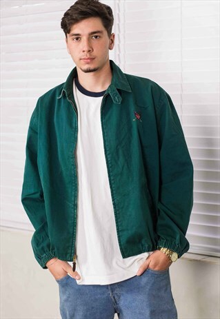 VINTAGE POLO RALPH LAUREN HARRINGTON JACKET LOGO 90S L 23.7