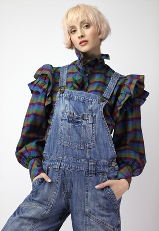 VINTAGE 90'S DENIM DUNGAREES IN NAVY BLUE