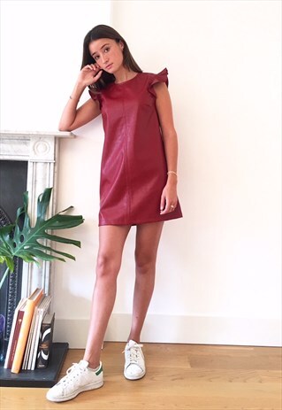 HYNDE LEATHER LOOK DRESS WITH RUFFLES