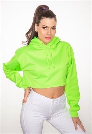 NEON GREEN CROPPED HOODIE