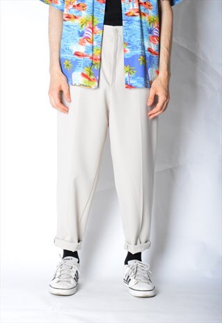 VINTAGE 80S BEIGE MINIMALIST PANTS