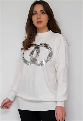 CREAM SEQUIN JUMPER