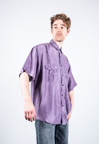 VINTAGE 1980S PURPLE SILK SHIRT