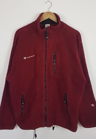 VINTAGE CHAMPION FULL ZIP FLEECE SWEATSHIRT MAROON