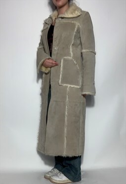 Afghan jacket vintage y2k fur lining deadstock tan suede