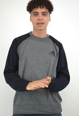 VINTAGE 90S ADIDAS GREY BLACK RAGLAN SWEATER