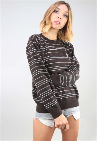VINTAGE OVERSIZED BROWN STRIPE LACOSTE JUMPER