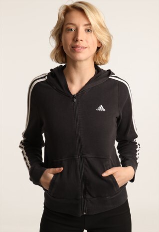 VINTAGE ADIDAS EMBROIDERED LOGO ZIPPED HOODIE