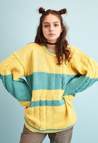 80'S RETRO CHUNKY OVERSIZED HANDKNIT MOMS JUMPER