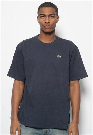 VINTAGE LACOSTE PIQUE KNIT LOGO T-SHIRT BLUE