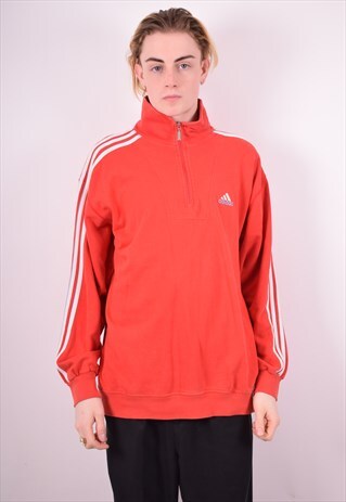 ADIDAS MENS VINTAGE SWEATSHIRT JUMPER MEDIUM RED 90'S