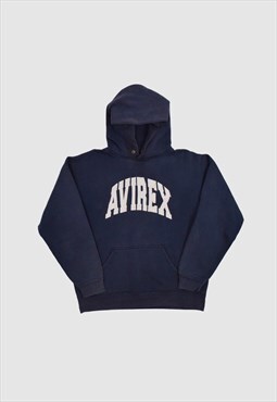 Vintage Avirex Embroidered Logo Hoodie in Navy Blue