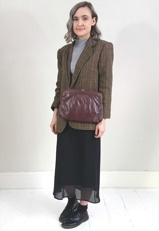 VINTAGE 80'S BURGUNDY LEATHER SHOULDER BAG