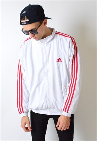VINTAGE 90S CLASSIC MINIMALIST WHITE ADIDAS TRACK JACKET