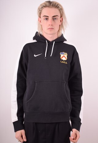 NIKE MENS VINTAGE HOODIE JUMPER SMALL BLACK 90S