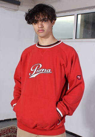 VINTAGE PUMA RED EMBROIDERED SWEATSHIRT