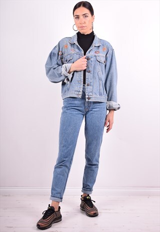 WOMENS VINTAGE DENIM JACKET XL BLUE 90'S