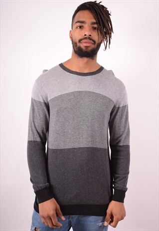 DKNY MENS VINTAGE JUMPER SWEATER MEDIUM GREY 90S