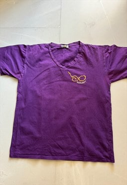 Vintage THAI Royal Purple V-neck T-Shirt. Size L