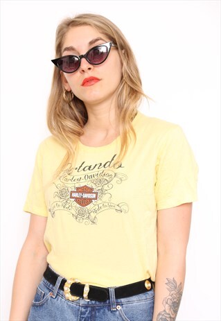 VINTAGE HARLEY DAVIDSON YELLOW TOP T-SHIRT