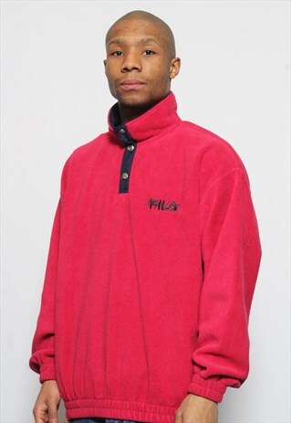 VINTAGE FILA MAGICLINE 1/4 BUTTON FLEECE RED