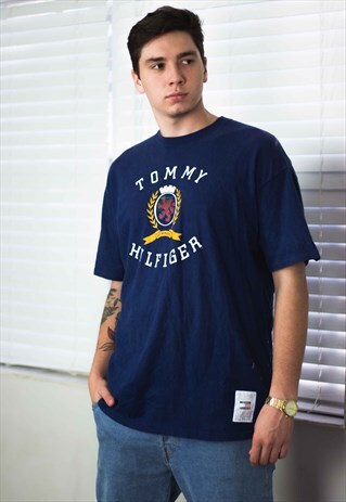 VINTAGE TOMMY HILFIGER T-SHIRT RARE LOGO 90S L 8.5