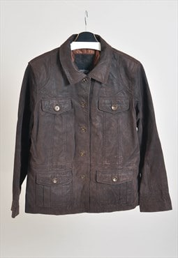 Vintage 00s suede leather jacket in brown